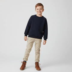 Bluza dresowa ocieplana Basic z przeszyciami granatowa
