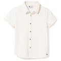 Koszula chłopięca bawełniana z krótkim rękawem, złamana biel