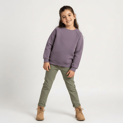 Bluza dresowa ocieplana Basic z przeszyciami fioletowa