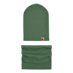 Zestaw bawełniany czapka i komin, zielony