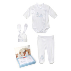 Zestaw niemowlęcy 3 cz. z body Bunny, biało-niebieski