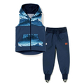 Zestaw softshell dla chłopca Góry – granatowa kamizelka i spodnie