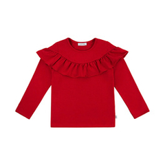 Bluzka z falbanką, długi rękaw czerwona