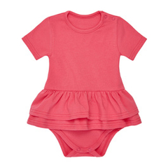 Body z baskinką koralowe, krótki rękaw