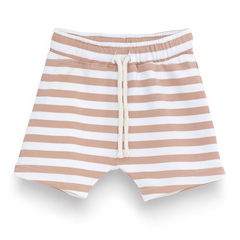 Bawełniane spodenki w biało-beżowe paski