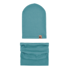 Zestaw bawełniany czapka i komin, morski