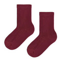 Skarpetki dziecięce z bawełny organicznej, prążek bordowe