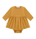 Body z sukienką musztardowe