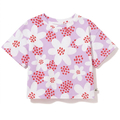 T-shirt oversize dla dziewczynki Kwiaty na fiolecie