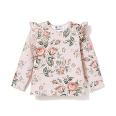 Bluzka bawełniana z falbanką, róże na beżu