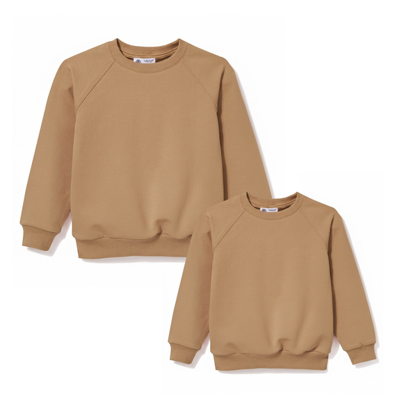 Zestaw bluz dresowych dla taty i syna Basic, karmelowe