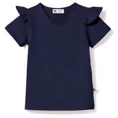 Bluzka bawełniana z krótkim rękawem Wings, granatowa