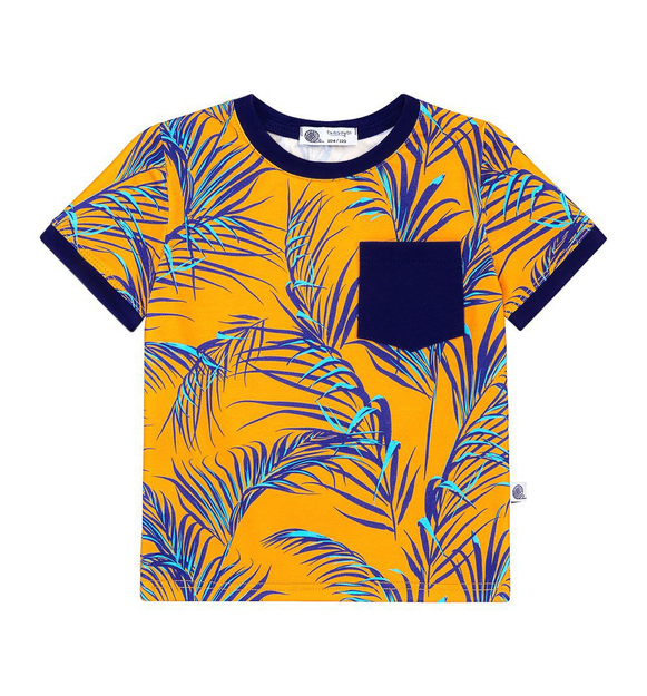 T-shirt z kieszonką w niebieskie liście