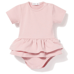 Body z baskinką różowe, krótki rękaw