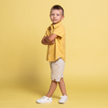 Koszula chłopięca bawełniana z krótkim rękawem, musztardowa