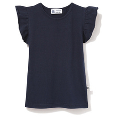 Bluzka bawełniana bez rękawa z falbanką Wings, granat