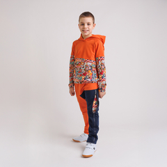Bluza Blaze z kapturem Collage pomarańczowa
