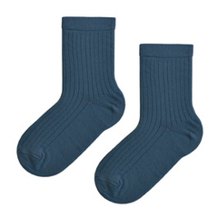 Skarpetki dziecięce z bawełny organicznej, prążek navy