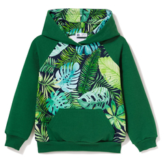 Bluza dresowa z kapturem Zielona monstera