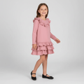 Sukienka dziewczęca z falbankami, zgaszony róż