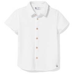 Koszula chłopięca bawełniana z krótkim rękawem, złamana biel