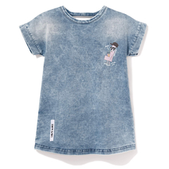 Sukienka z dzianiny jeansowej, krótki rękaw