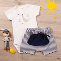 Komplet bawełniany body i spodenki paski