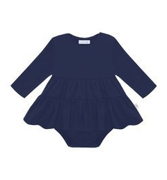 Body z sukienką granatowe z przeszyciami