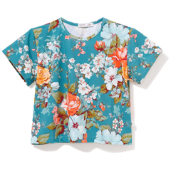 T-shirt oversize Turkusowe kwiaty