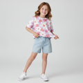 T-shirt oversize dla dziewczynki Kwiaty na fiolecie