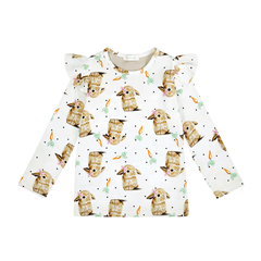 Bluzka z falbanką, długi rękaw Króliczek