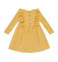 Sukienka z falbanką musztardowa