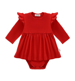 Body z sukienką czerwone falbanka