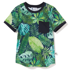 T-shirt z kieszonką Zielona monstera