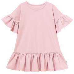 Sukienka letnia z mankietami, jasny róż