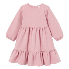 Sukienka z falbanką, pudrowy róż