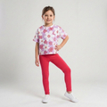 T-shirt oversize dla dziewczynki Kwiaty na fiolecie