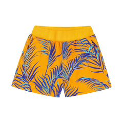 Szorty pomarańczowe w niebieskie liście