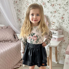 Bluza bawełniana dziewczęca Róże na beżu