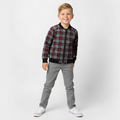 Bluza chłopięca bomberka w kratę, szaro-czerwona