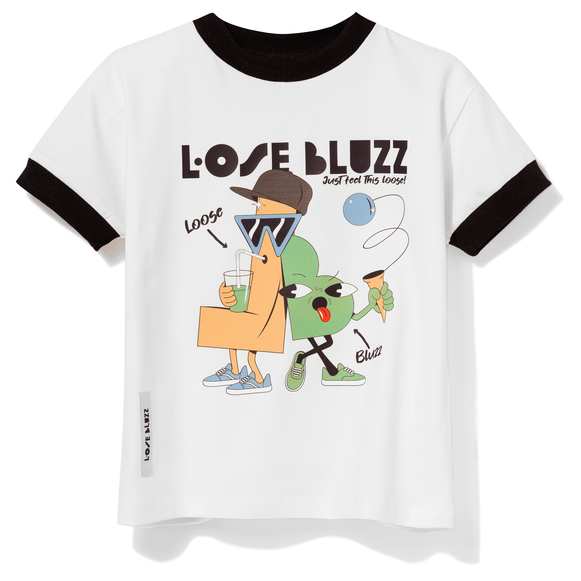 T-shirt chłopięcy, śmietankowo-czarny