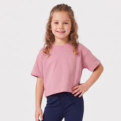 T-shirt oversize dla dziewczynki Różowy