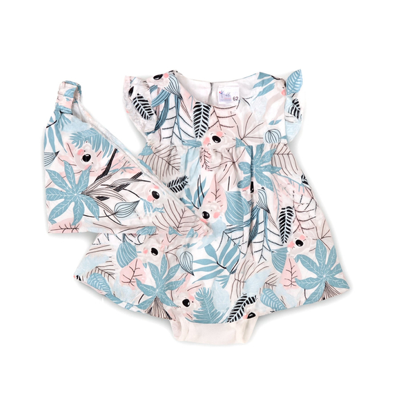 Komplet bodosukienka z chusteczką niebieska