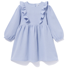 Sukienka muślinowa z falbanką niebieska