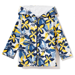 Bluza z kapturem rozpinana w żółto-niebieskie kwiaty