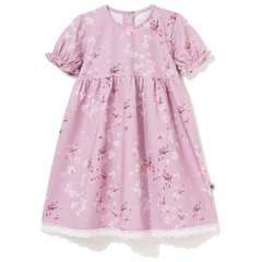 Sukienka Amalfi w kwiaty delikatny róż, krótki rękaw