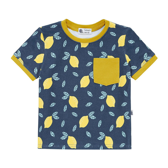T-shirt z kieszonką Cytryny na niebieskim