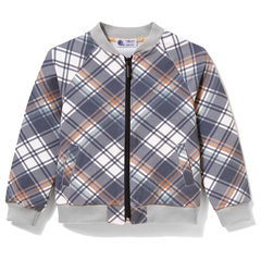 Bluza chłopięca bomberka w kratę, niebiesko-beżowa