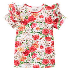 Bluzka z falbanką, krótki rękaw Kamelia