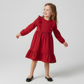Czerwona sukienka dziewczęca z falbankami